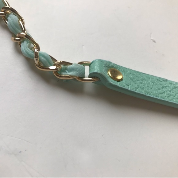 NWT Wet Seal Mint Leather Gold Chain Belt - Picture 2 of 2